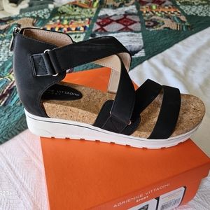 Adrienne Vittadini Cable Sport Black Gladiator sandle